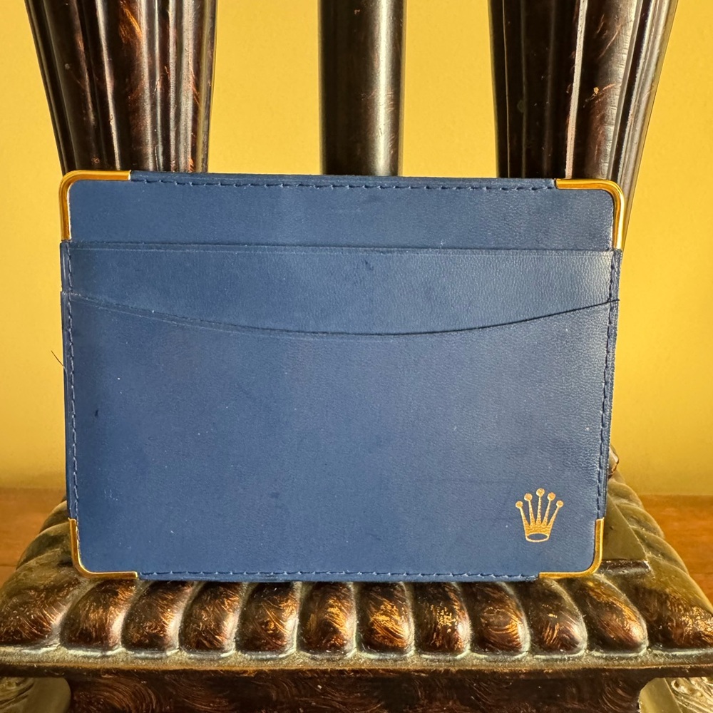 Original Rolex Blue leather Card Holder with Gold Accents - Picture 2 of 4